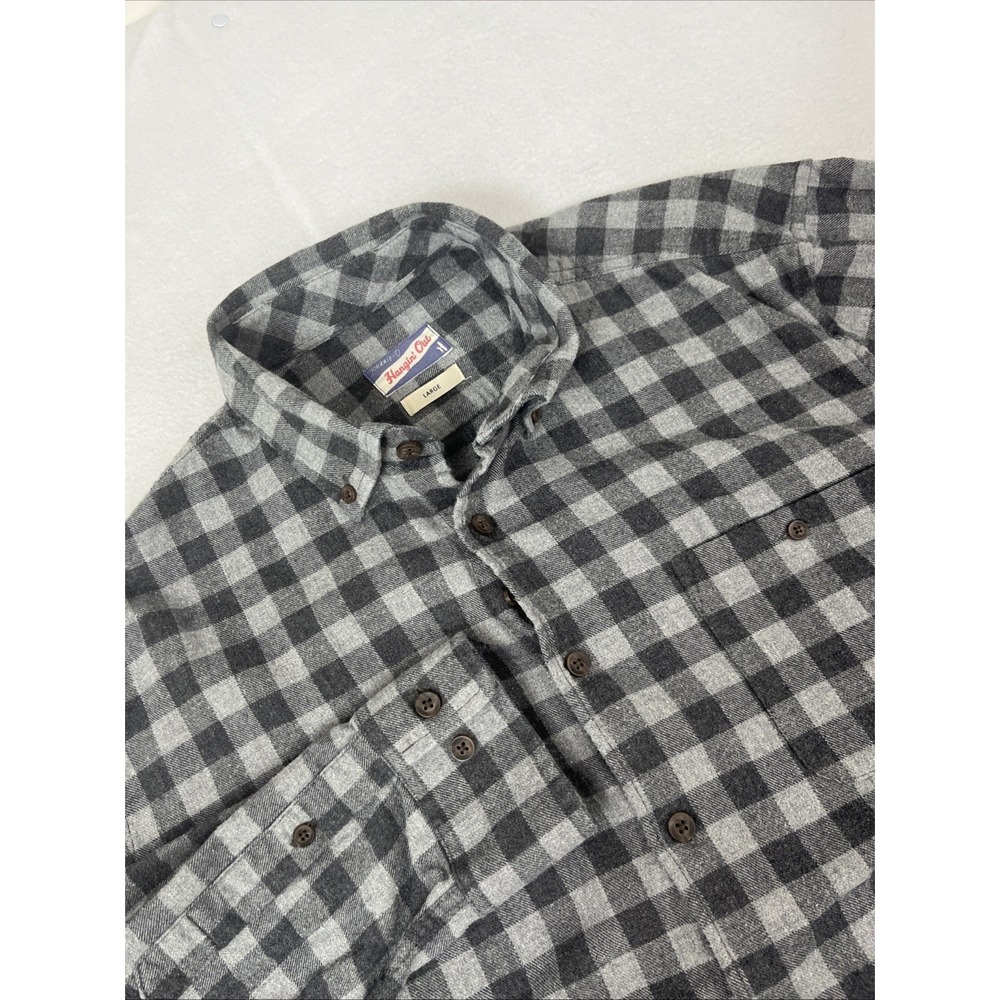 Johnnie-O Hangin' Out Mens Size L Gray Plaid Flannel Long Sleeve Button Up Shirt